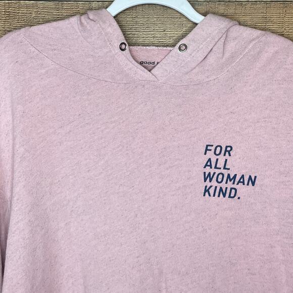 Good hYOUman Anya Cropped Hoodie Sweatshirt For All Woman Kind Pink SZ Small - Picture 2 of 9